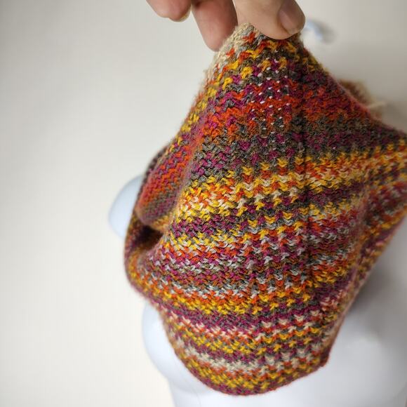 J.Jill Knit Infinity Scarf Multi Fall Autumn Colors Orange Brown Yellow - Picture 4 of 9